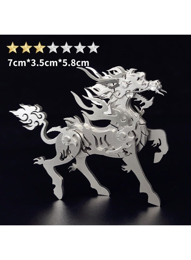 Steel Warcraft 3D Metal Jigsaw Puzzle Assembled Model Stall Adult Children Handmade DIY Gift Educational Toys-Color:【Blazing Fire Kirin】 Diy/finished Product Please Note - Image 1